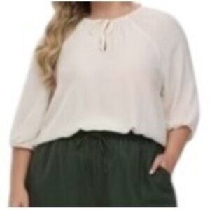 89th & Madison Women’s Cloud Dancer Neck Tie Blouse